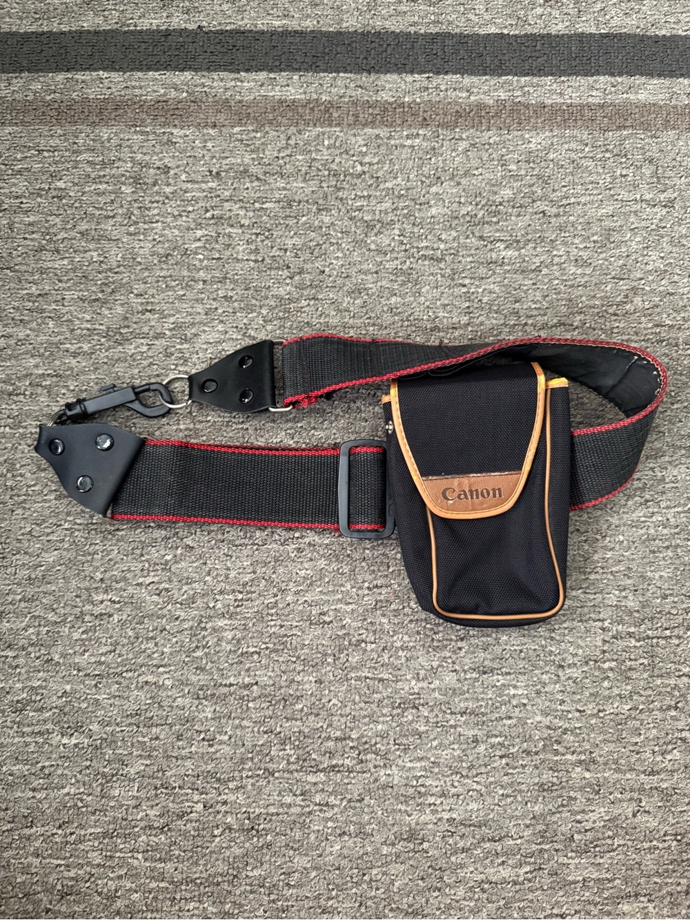 Canon Black Belt Bag with Tan Trim and Red-Accented Strap